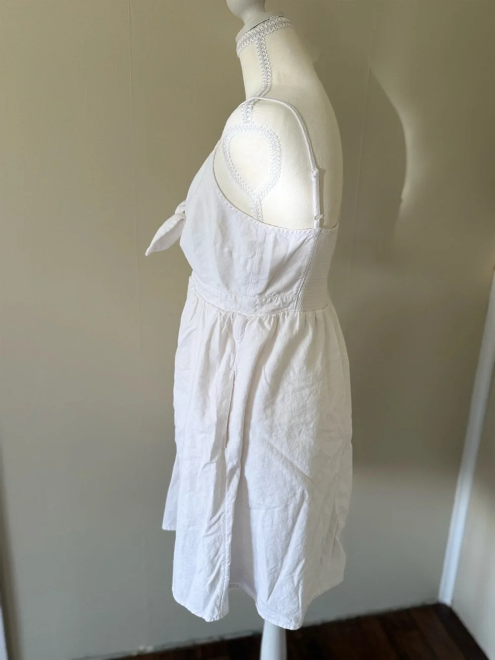 Y2K Old Navy white mini dress cotton bow tie front sundress summer graduation - Picture 3 of 7